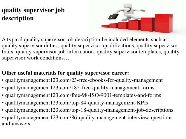 Quality Supervisor Job Description