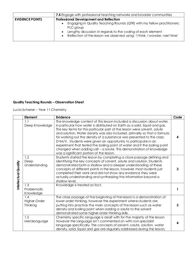 quality teaching rounds instructional rounds observation form