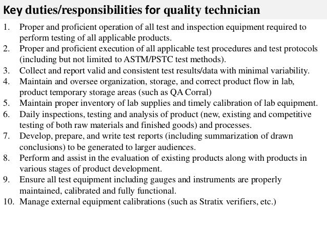 quality control technician job description