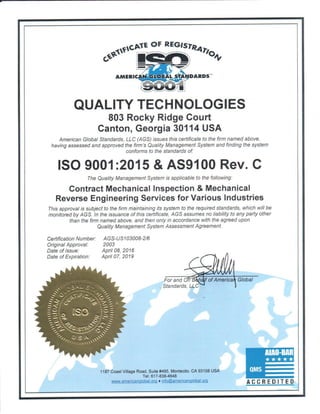 Quality technologies iso 9001