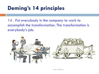 Deming’s 14 principles
Nazmul -Textile Engr
14 . Put everybody in the company to work to
accomplish the transformation. The transformation is
everybody’s job.
 