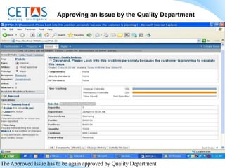 Approving an Issue by the Quality Department




The Approved Issue has to be again approved by Quality Department.
 