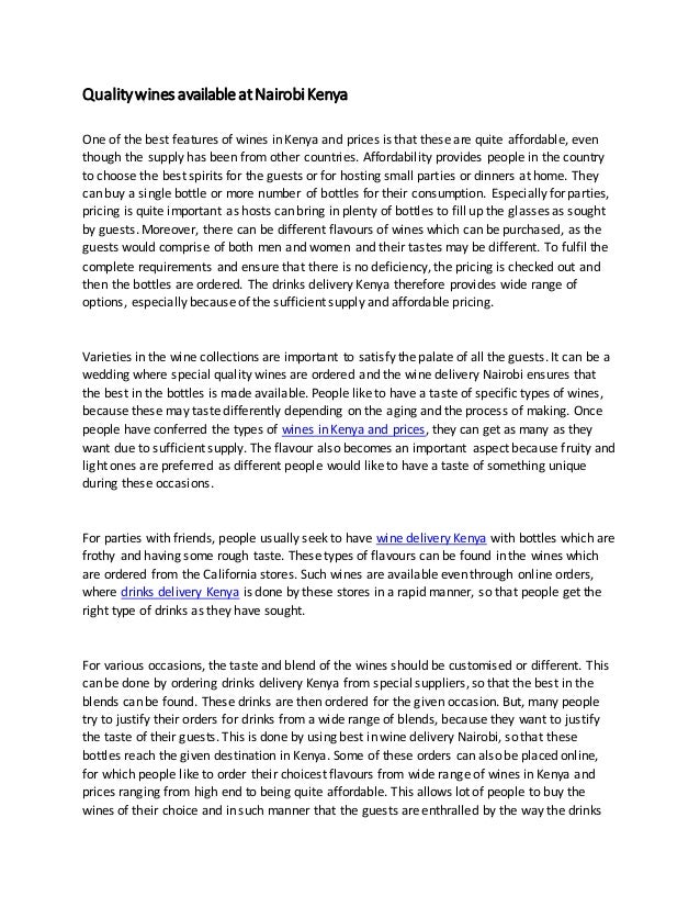 Quality wines available at nairobi kenya