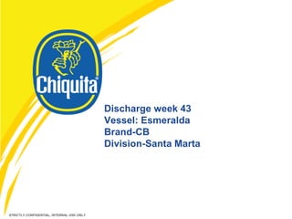 STRICTLY CONFIDENTIAL, INTERNAL USE ONLY 
Discharge week 43 Vessel: Esmeralda Brand-CB Division-Santa Marta  