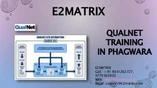 E2MATRIX
QUALNET
TRAINING
IN PHAGWARA
E2MATRIX
Call : +91 9041262727,
9779363902
Web: www.e2matrix.com
Email: support@e2matrix.com
 