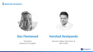 Dan Fleetwood
About the Presenters
President
Research & Insights
Harshad Deshpande
Director Higher Education &
Non Profit
 