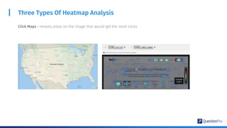 Three Types Of Heatmap Analysis
Click Maps - reveals areas on the image that would get the most clicks
 