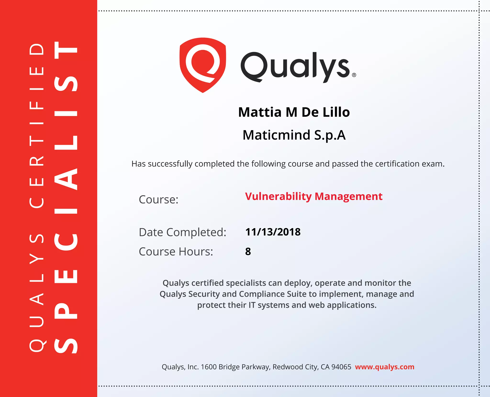 Qualys vulnerability management course completion certificate | PDF