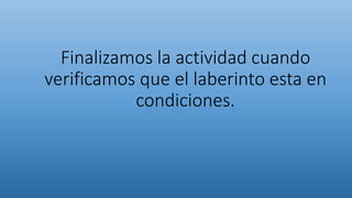 Finalizamos la actividad cuando
verificamos que el laberinto esta en
condiciones.