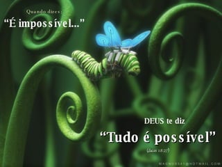 Quando dizes: “ É impossível...” DEUS te diz “ Tudo é possível” (Lucas 18:27) 