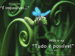 Quando dizes: “ É impossível...” DEUS te diz “ Tudo é possível” (Lucas 18:27)