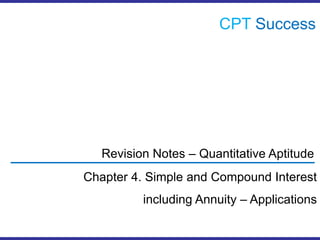 CPTSuccess Revision Notes – Quantitative Aptitude Chapter 4. Simple and Compound Interest including Annuity – Applications 