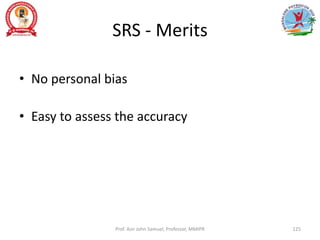 SRS - Merits
• No personal bias
• Easy to assess the accuracy
Prof. Asir John Samuel, Professor, MMIPR 125
 