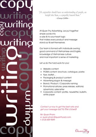 Quan Thy Advertising - Copy writing services