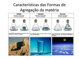 Características das Formas de
Agregação da matéria
 