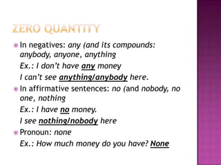 Negative Quantifiers Quantifiers | PPTX