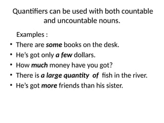 Quantifiers Count Quantifiers in English slides presentation | PPTX