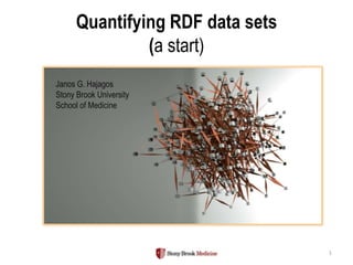 Quantifying RDF data sets
               (a start)
Janos G. Hajagos
Stony Brook University
School of Medicine




                                  1
 