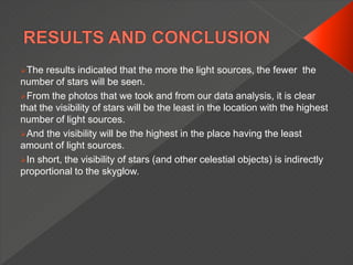 Quantifying the effects of sky-glow on visibility of stars | PPTX
