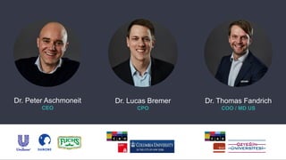 Dr. Peter Aschmoneit
CEO
Dr. Lucas Bremer
CPO
Dr. Thomas Fandrich
COO / MD US
 