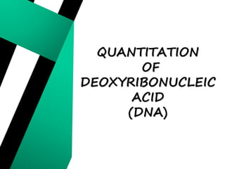 QUANTITATION
OF
DEOXYRIBONUCLEIC
ACID
(DNA)
 