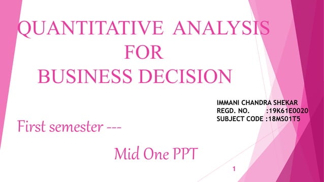 Quantitative analysis for business decision (QABD)- Linear programming ...