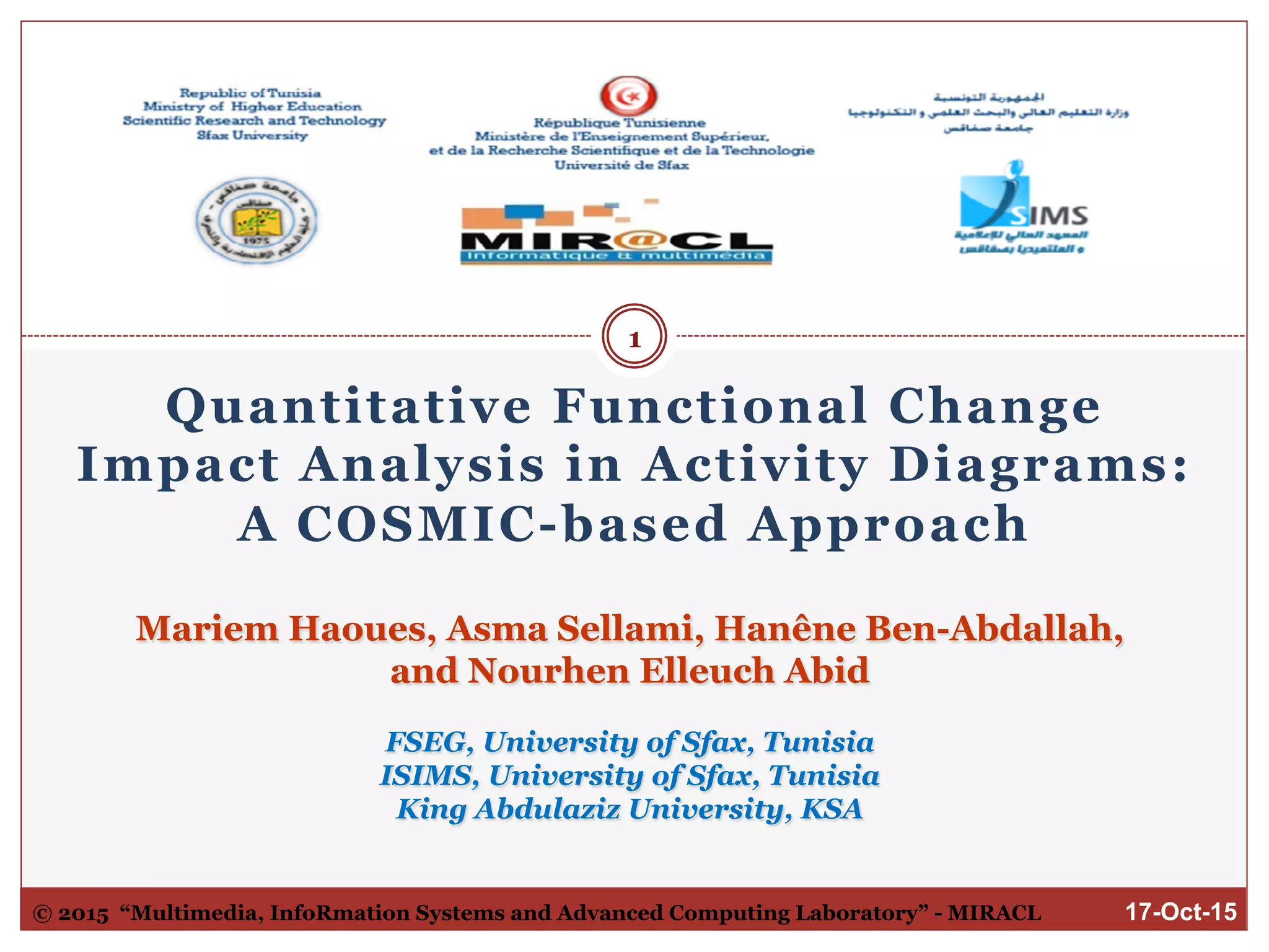 Quantitative functional change impact analysis in activity diagrams a ...