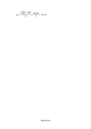 Page 8 of 14
P0i =
∑ (
pi
p0
∗ 100)
N
=
339.58
3
= 113.19
 