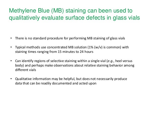 Quantitative Methylene Blue Staining Of Pharmaceutical Glass Vials