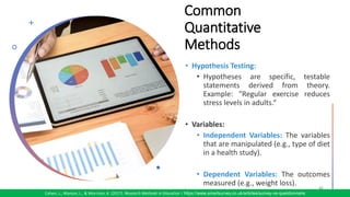 Common
Quantitative
Methods
Cohen, L., Manion, L., & Morrison, K. (2017). Research Methods in Education / https://www.smartsurvey.co.uk/articles/survey-vs-questionnaire
 