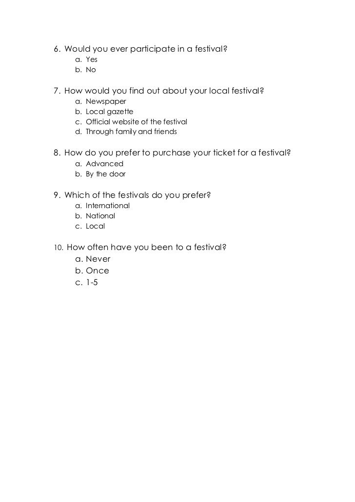 Quantitative Questionnaire Festival