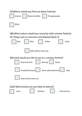 Quantitative questions on festivals | DOCX