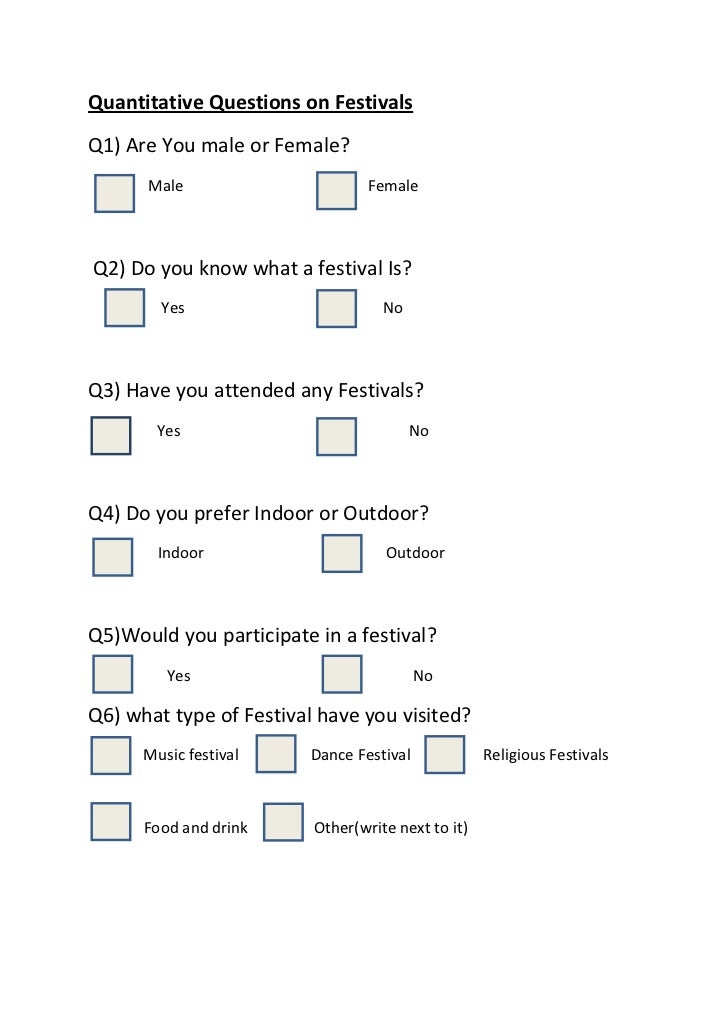 Quantitative questions on festivals