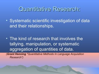 Quantitative research design (report) | PPT
