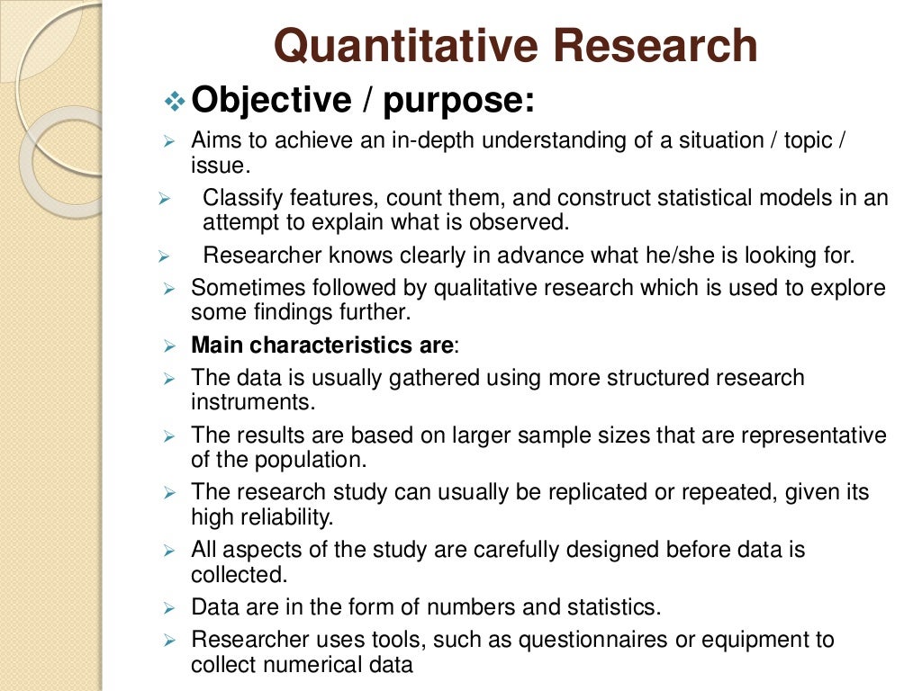 quantitative objectives examples in research