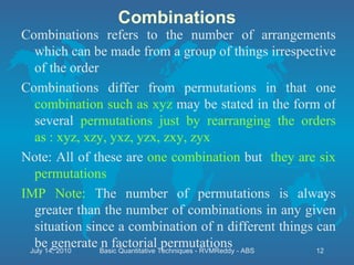 Quantitative techniques basics of mathematics permutations and ...
