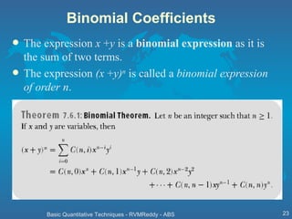 Binomial Coefficients <ul><li>The expression  x  + y  is   a  binomial expression  as it is the sum of two terms.  </li></...