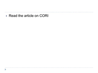  Read the article on CORI
 