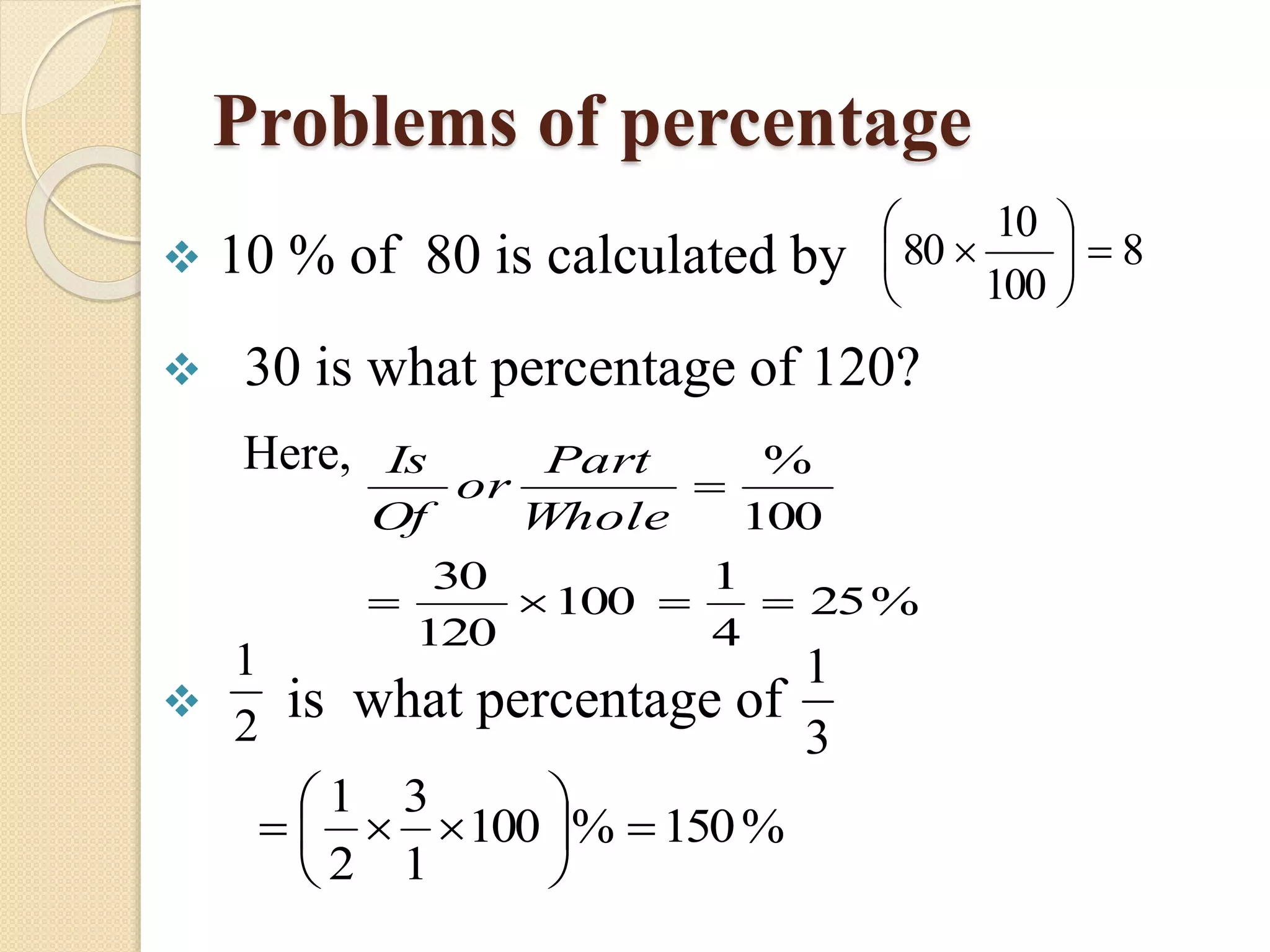 What Percent Of 60 Is 15 Percent Amount And Base Percentage math basics | PPT