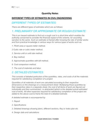 Quantity Estimation Examples Quantity notes pdf | PDF