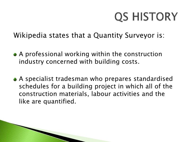 Quantity Surveyor Diary Bills Of Quantities (Senior Lecturer note)