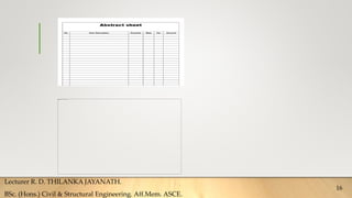 Lecturer R. D. THILANKA JAYANATH.
BSc. (Hons.) Civil & Structural Engineering. Aff.Mem. ASCE.
16
 