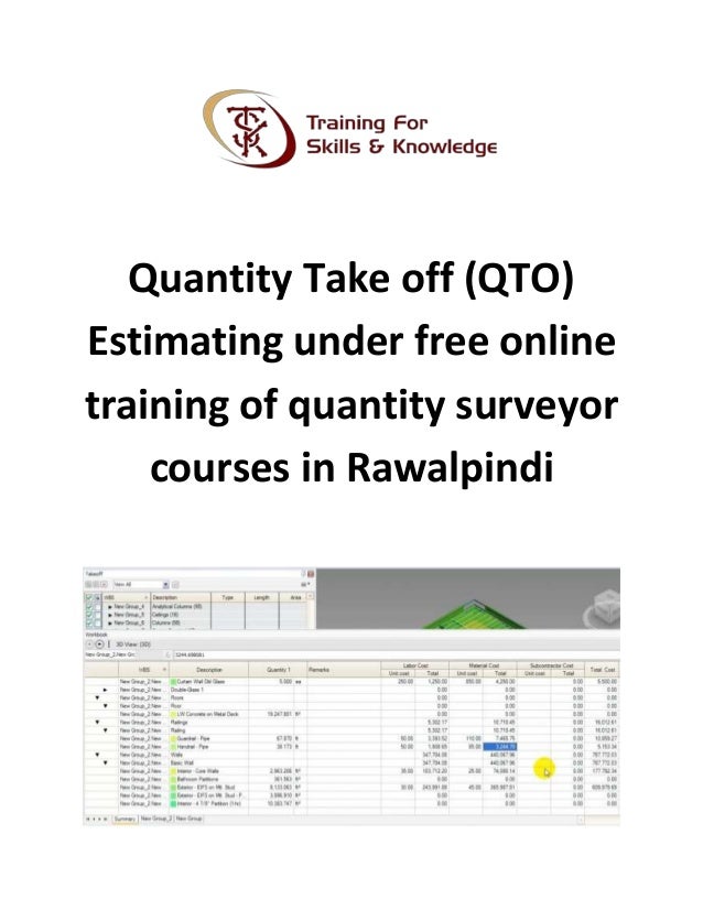Quantity Take Off qto Estimating Under Free Online Training Of Quan 