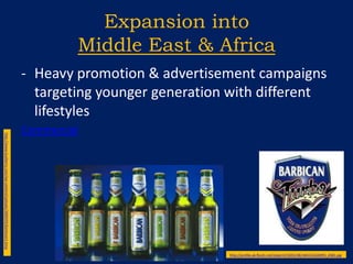 Expansion into Middle East & Africa Government & Culture-  Islamic Shariah Law http://bonvivantevents.com/wordpress/wp-content/uploads/2008/12/bigstockphoto_no_alcoholic_beverages_2210301.jpghttp://asadalthought.files.wordpress.com/2009/08/mecca-mosque.jpg