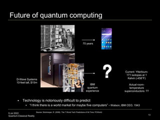9 Jul 2022
Quantum-Classical Reality
Future of quantum computing
 Technology is notoriously difficult to predict
 “I thi...