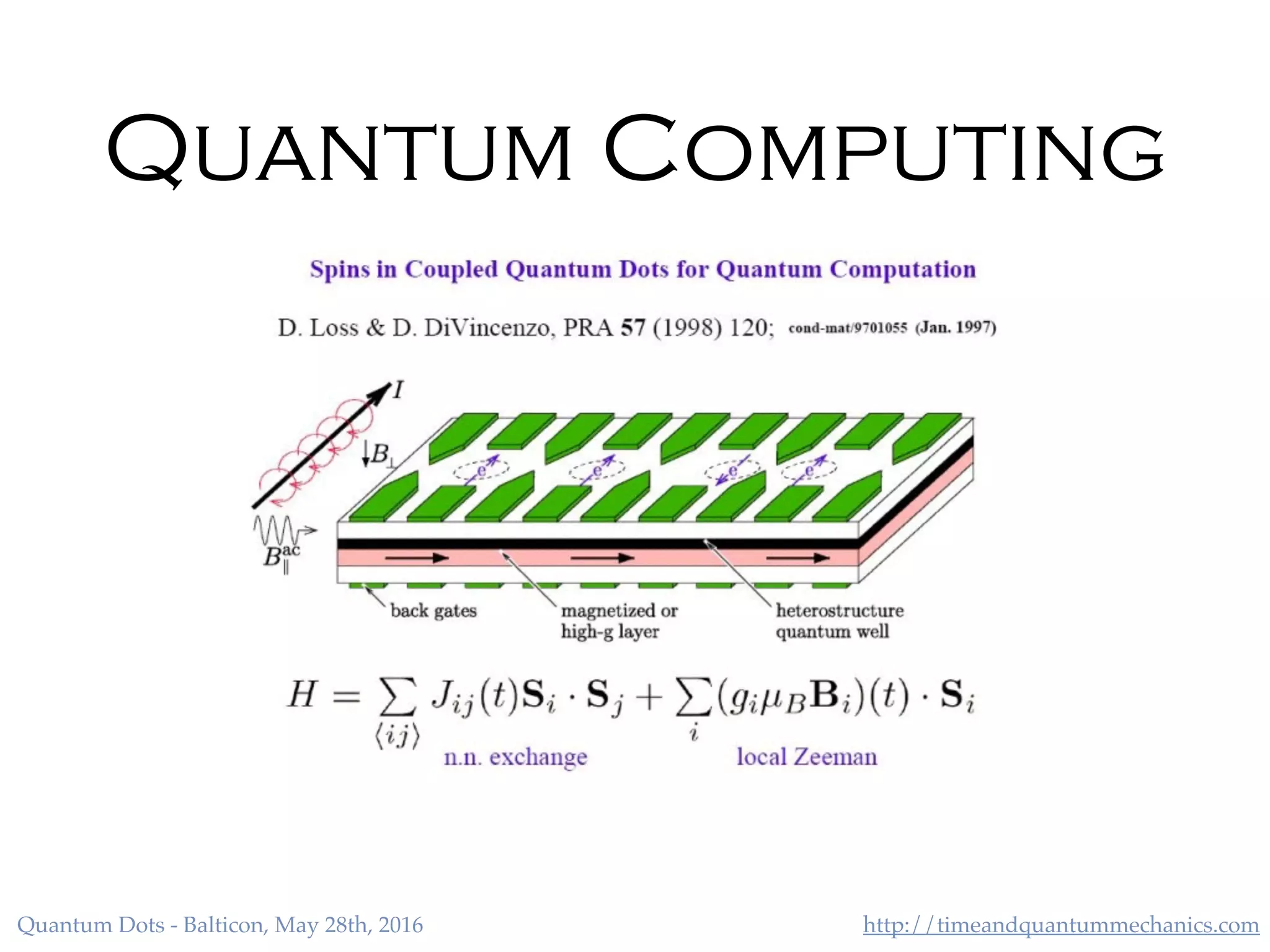 http://timeandquantummechanics.comQuantum Dots - Balticon, May 28th, 2016
Quantum Computing
 