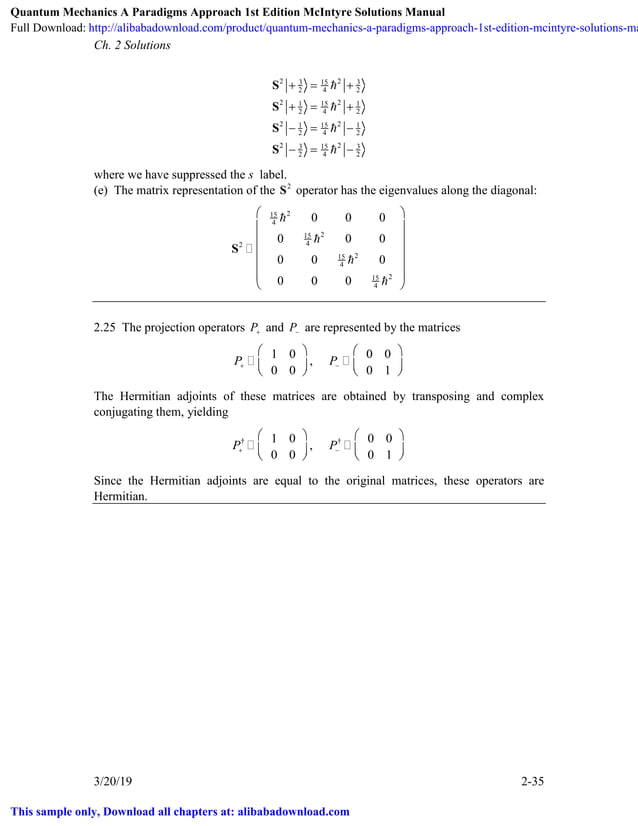Quantum Mechanics A Paradigms Approach 1st Edition McIntyre Solutions