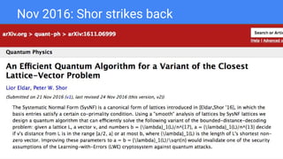 Nov 2016: Shor strikes back
 