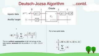 Quantum algorithms covering evolution, DJ, Shor's and Grover's ...