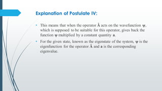 Postulate System Quantum chemistry ppt | PDF